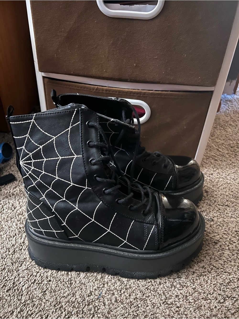 Black Spiderweb Platform Demonia Slacker-88